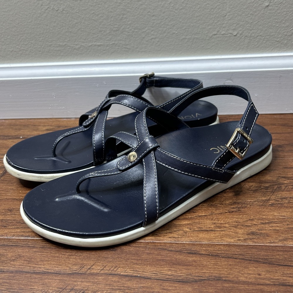 Vionic Sandals Womens Size 10M Leather Strappy Buckle Comfort Orthopedic Shoes